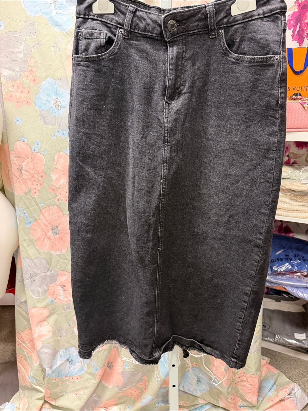 Primark Black Washed Denim Skirt